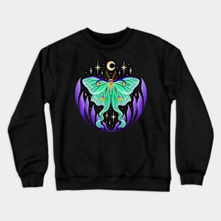 Magical Luna moth green and purple Crewneck Sweatshirt